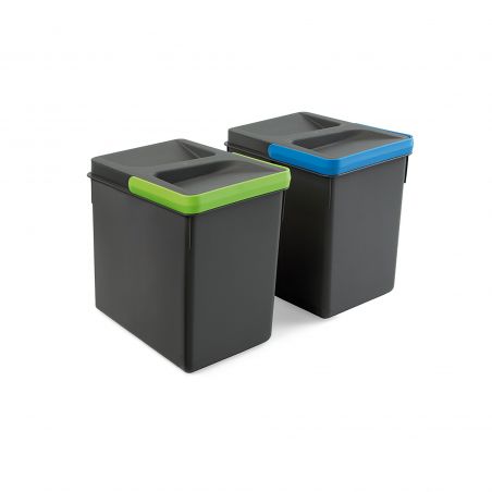 Kit poubelle Recycle, 2 bacs de 6L, Gris anthracite