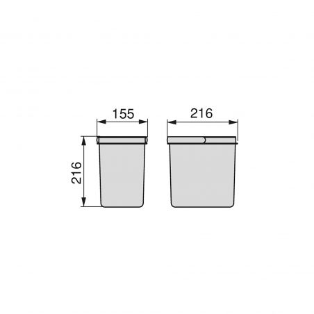 Kit poubelle Recycle, 2 bacs de 6L, Gris anthracite