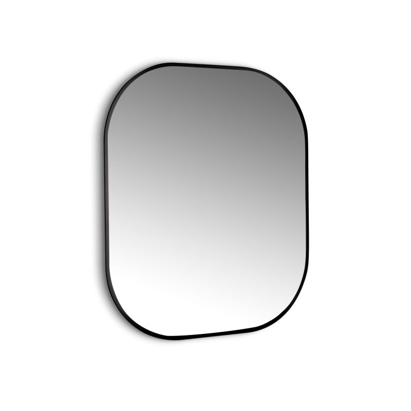 Miroir Cepheus avec éclairage décoratif à LED et cadre noir arrondi, 600 x 800 mm, AC 230V 50Hz, 12 W