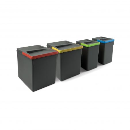 Kit poubelle Recycle avec base 44L 4 bacs pour caisson de 800 mm Kit poubelle Recycle avec base 44L 4 bacs pour caisson de 800 mm