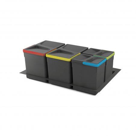 Kit poubelle Recycle avec base 44L 4 bacs pour caisson de 800 mm Kit poubelle Recycle avec base 44L 4 bacs pour caisson de 800 mm