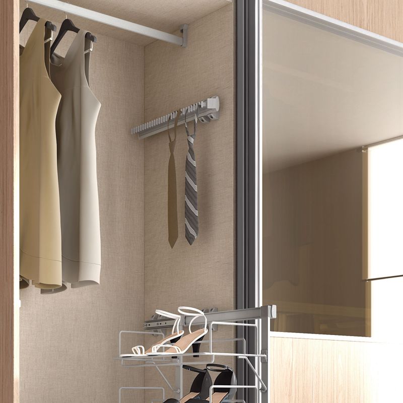 Porte cravates latéral extractible, Anodisé mat