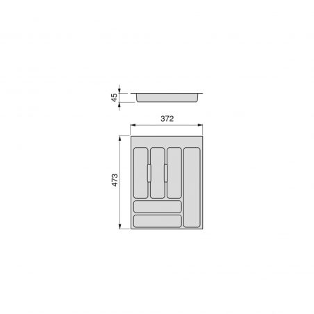 Range-couvert Optima pour caisson de 450 mm, Gris anthracite Range-couvert Optima pour caisson de 450 mm, Gris anthracite
