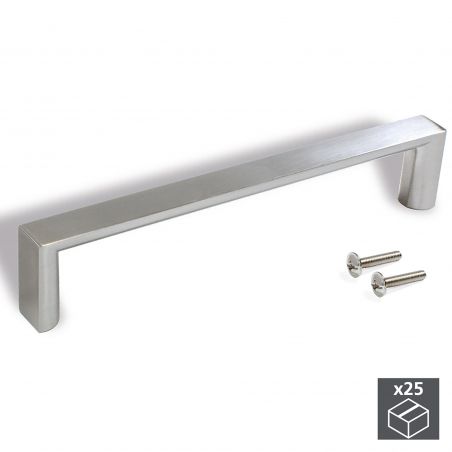 Lot de 25 Poignées Fuji, L 103 mm, entraxe 96 mm, Nickel satiné Lot de 25 Poignées Fuji, L 103 mm, entraxe 96 mm, Nickel satiné