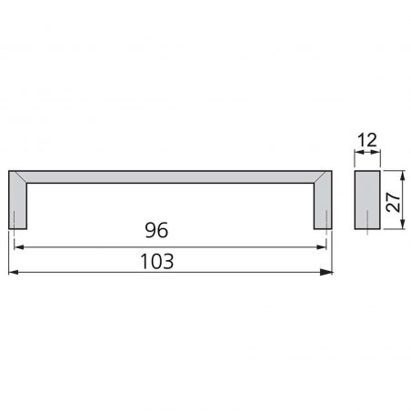 Lot de 25 Poignées Fuji, L 103 mm, entraxe 96 mm, Nickel satiné Lot de 25 Poignées Fuji, L 103 mm, entraxe 96 mm, Nickel satiné