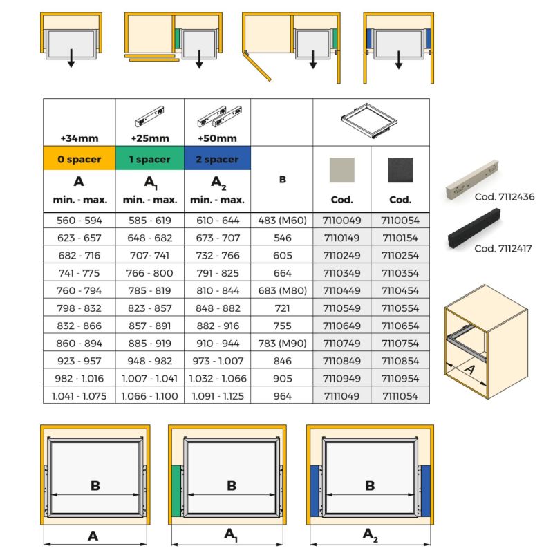 Jeu d'entretoises latérales Hack, Gris