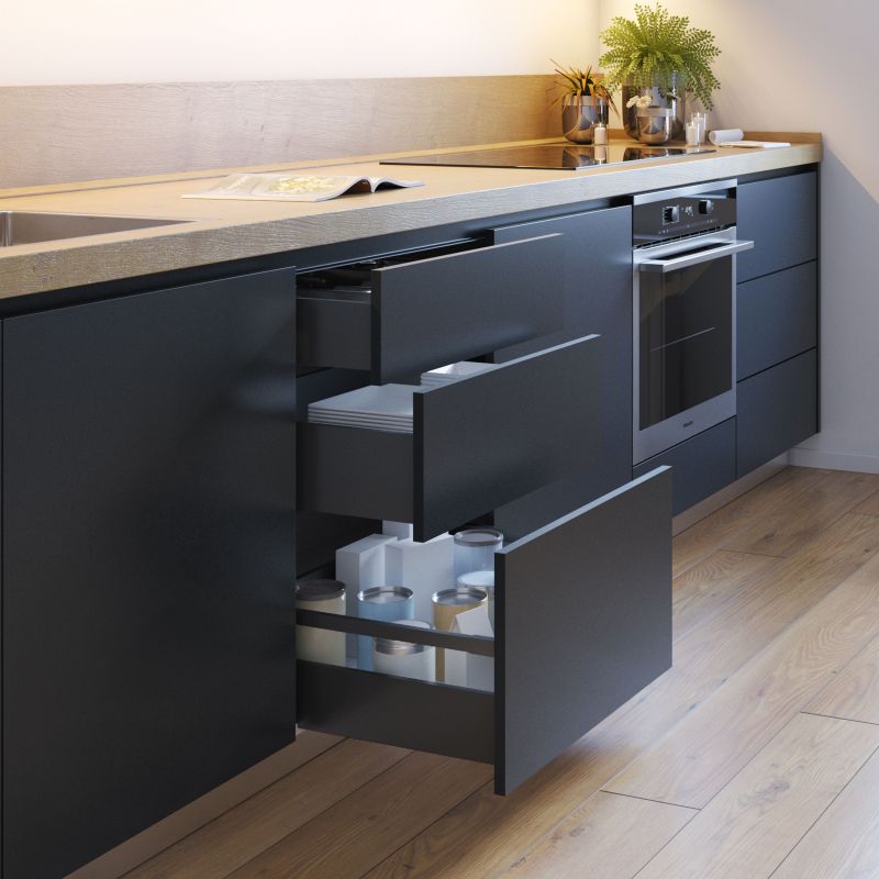 Tiroir Vertex 40 kg hauteur 131 mm, profondeur 450 mm, Gris anthracite