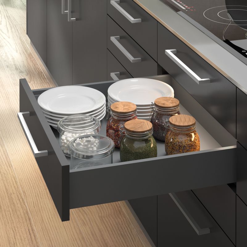 Tiroir Vertex 40 kg hauteur 93 mm, profondeur 450 mm, Gris anthracite