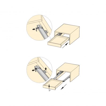 Jeu de coulisses invisibles Silver, sortie totale, Soft-close, profondeur 300mm, Zingué Jeu de coulisses invisibles Silver, sortie totale, Soft-close, profondeur 300mm, Zingué