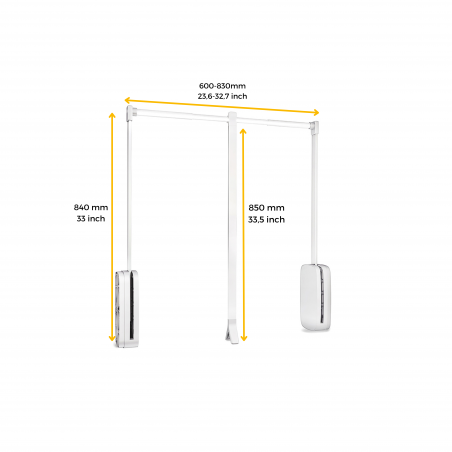 Penderie rabattable Sling pour armoire de largeur 600 à 830 mm, Blanc Penderie rabattable Sling pour armoire de largeur 600 à 830 mm, Blanc