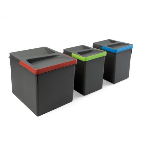Kit poubelle Recycle 24L, 3 bacs, Gris anthracite Kit poubelle Recycle 24L, 3 bacs, Gris anthracite