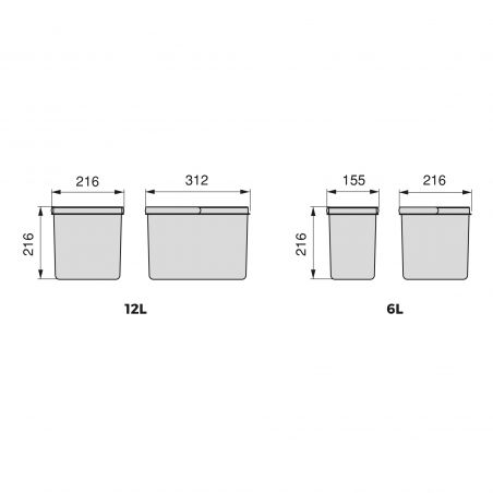 Kit poubelle Recycle 36L, 4 bacs, Gris Kit poubelle Recycle 36L, 4 bacs, Gris