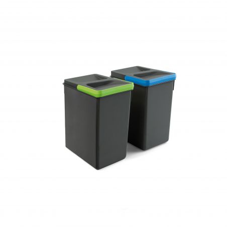 Kit poubelle Recycle, 2 bacs de 7L, Gris anthracite Kit poubelle Recycle, 2 bacs de 7L, Gris anthracite