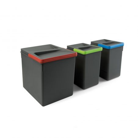 Kit Poubelle Recycle 29L, 3 bacs, Gris anthracite Kit Poubelle Recycle 29L, 3 bacs, Gris anthracite