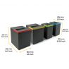 Kit poubelle Recycle 44L, 4 bacs, Gris
