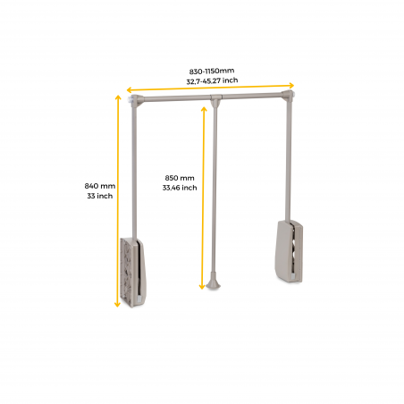 Penderie rabattable Hang pour armoire de largeur 830 à 1150 mm, Gris Penderie rabattable Hang pour armoire de largeur 830 à 1150 mm, Gris