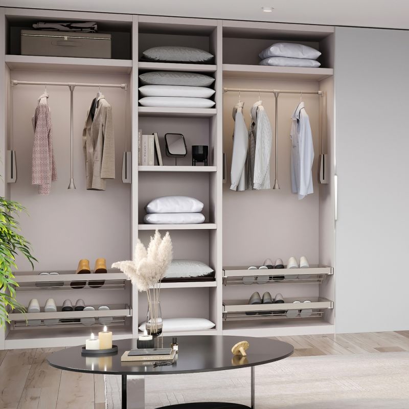 Penderie rabattable Hang pour armoire de largeur 830 à 1150 mm, Gris