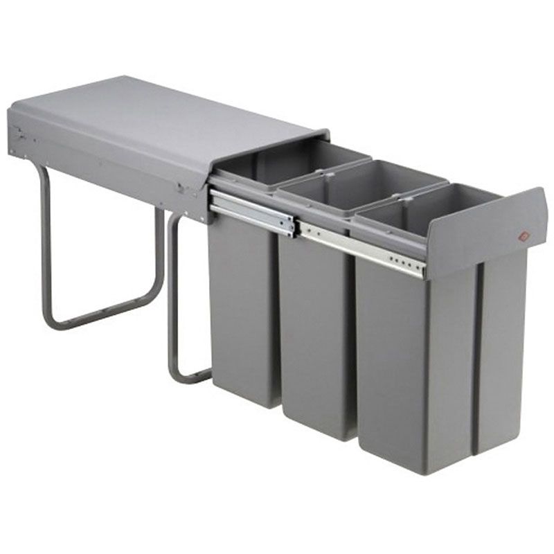 Poubelle coulissante 30L 3 bacs