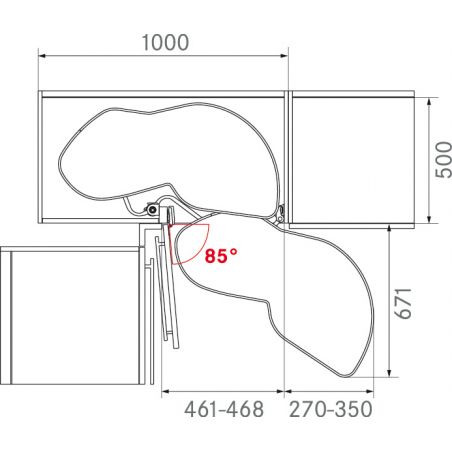 Ferrure Lemans II Arena Style Anthracite Sens Gauche avec amortisseur pour porte de 500 mm Ferrure Lemans II Arena Style Anthracite Sens Gauche avec amortisseur pour porte de 500 mm