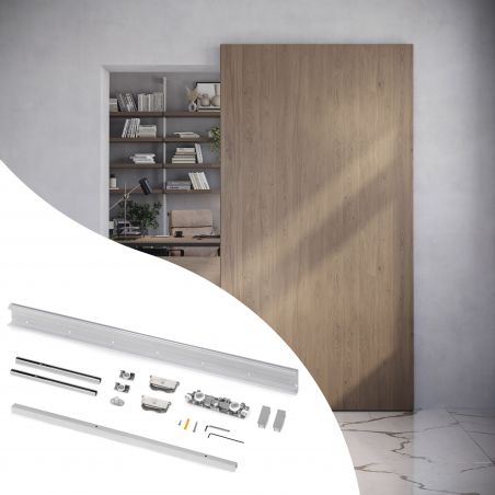 Kit de quincaillerie Wall pour porte coulissante en bois à fermeture douce Kit de quincaillerie Wall pour porte coulissante en bois à fermeture douce