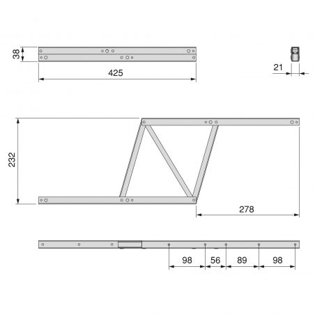 Mécanisme de levage pour table basse, hauteur d'élévation 192 mm, Noir Mécanisme de levage pour table basse, hauteur d'élévation 192 mm, Noir