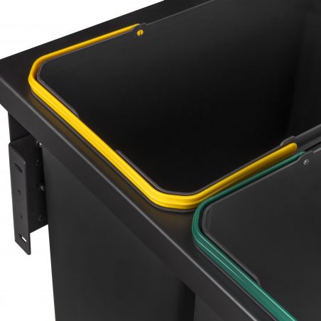 Recycle 2 x 24L poubelle de recyclage avec montage latéral, Gris antracite