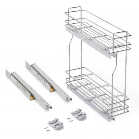 Porte-bouteilles latéral extractible SupraMax avec fermeture amortie pour caisson de 200 mm, Chromé Porte-bouteilles latéral extractible SupraMax avec fermeture amortie pour caisson de 200 mm, Chromé