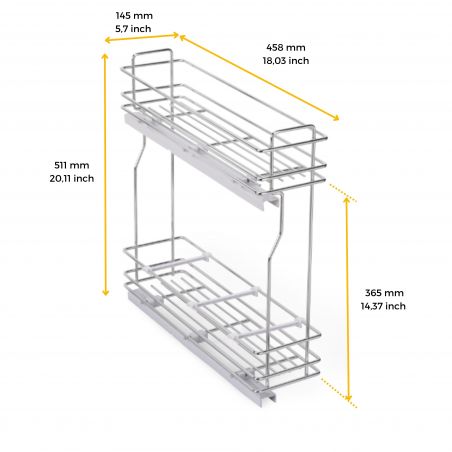 Porte-bouteilles latéral extractible SupraMax avec fermeture amortie pour caisson de 200 mm, Chromé Porte-bouteilles latéral extractible SupraMax avec fermeture amortie pour caisson de 200 mm, Chromé
