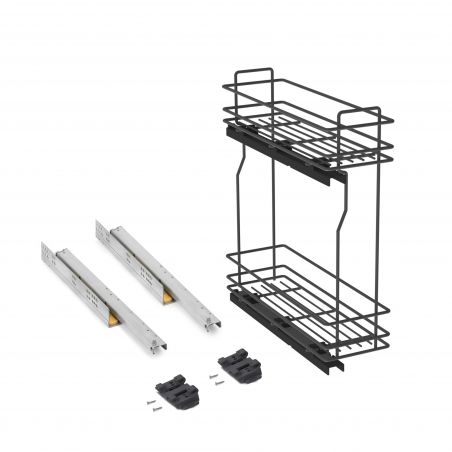 Porte-bouteilles latéral extractible TitaneMax avec fermeture amortie pour caisson de 200 mm, Gris anthracite Porte-bouteilles latéral extractible TitaneMax avec fermeture amortie pour caisson de 200 mm, Gris anthracite