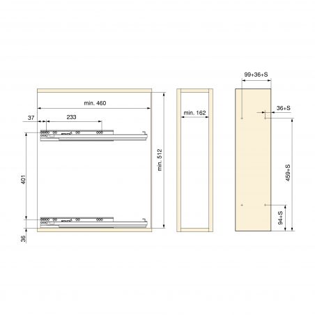 Porte-bouteilles latéral extractible TitaneMax avec fermeture amortie pour caisson de 200 mm, Gris anthracite Porte-bouteilles latéral extractible TitaneMax avec fermeture amortie pour caisson de 200 mm, Gris anthracite