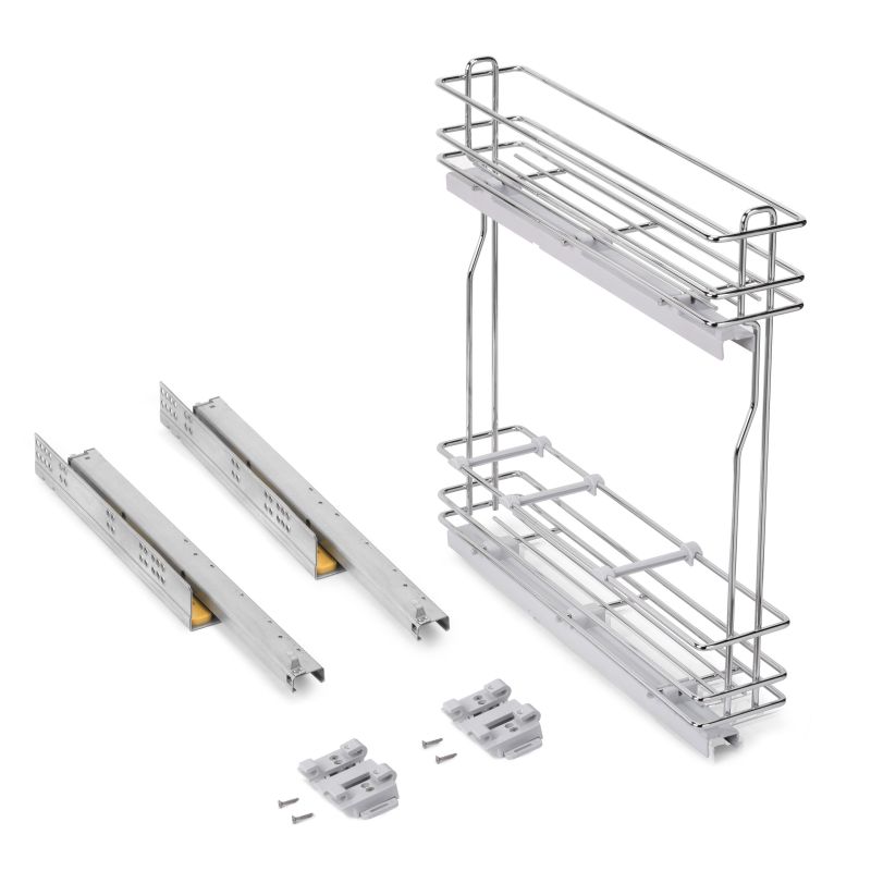 Porte-bouteilles latéral extractible SupraMax avec fermeture amortie pour caisson de 150 mm, Chromé