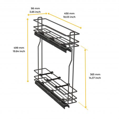 Porte-bouteilles latéral extractible TitaneMax avec fermeture amortie pour caisson de 150 mm, Gris anthracite