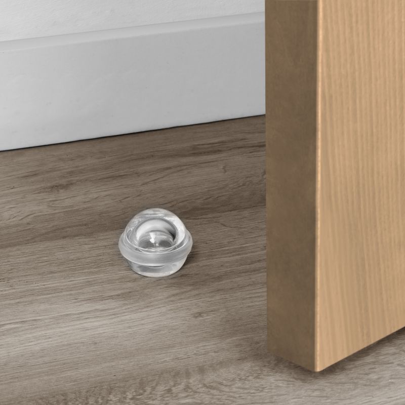 Lot de 6 butées de porte adhésives, fixation au sol, Transparent