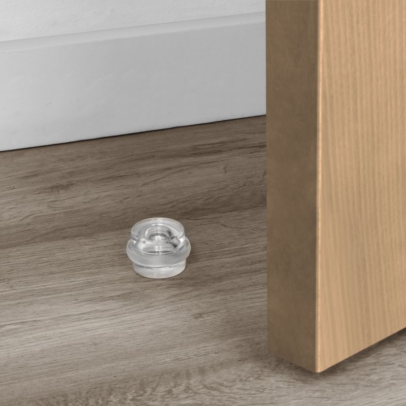 Lot de 6 butées de porte cylindriques adhésives, fixation au sol, Transparent