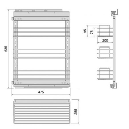 Chariot coulissant TitaneStar avec amortisseur pour caisson de 300 mm, Gris anthracite Chariot coulissant TitaneStar avec amortisseur pour caisson de 300 mm, Gris anthracite
