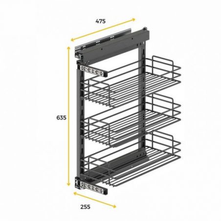 Chariot coulissant TitaneStar avec amortisseur pour caisson de 300 mm, Gris anthracite Chariot coulissant TitaneStar avec amortisseur pour caisson de 300 mm, Gris anthracite
