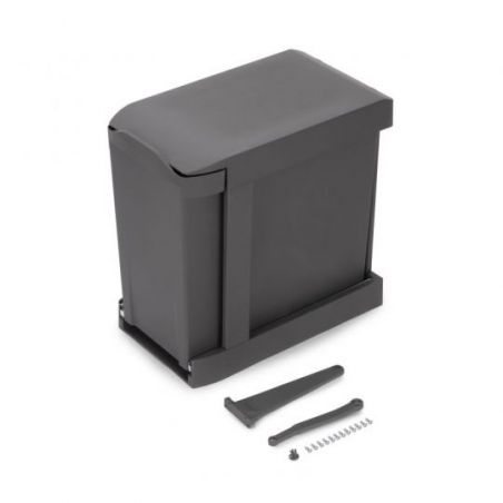 Poubelle 2 bacs de 14L, fixation au sol et ouverture automatique, Gris anthracite Poubelle 2 bacs de 14L, fixation au sol et ouverture automatique, Gris anthracite