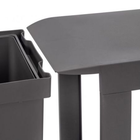 Poubelle 2 bacs de 14L, fixation au sol et ouverture automatique, Gris anthracite Poubelle 2 bacs de 14L, fixation au sol et ouverture automatique, Gris anthracite
