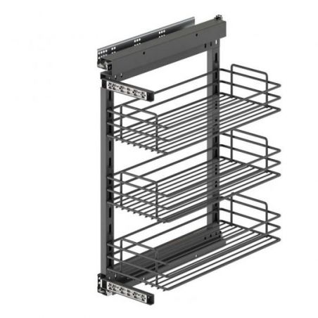 Chariot coulissant TitaneStar avec amortisseur pour caisson de 400 mm, Gris anthracite Chariot coulissant TitaneStar avec amortisseur pour caisson de 400 mm, Gris anthracite