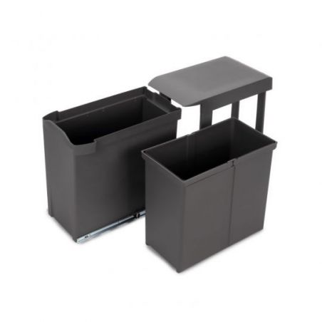 Poubelle De Tri 2 X 30 Litres KARAT Felix Anthracite - Avec Amortisseur De Fermeture Silencieuse, Poubelles Amovibles