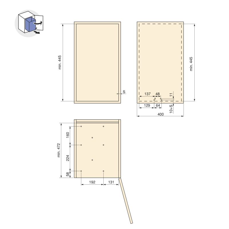 Poubelle 1 bac de 30L, fixation au sol et extraction automatique, Gris anthracite