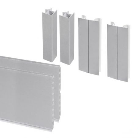 Lot de 2 plinthes de cuisine avec raccords, hauteur 100mm, longueur 2,35m, Anodisé satiné Lot de 2 plinthes de cuisine avec raccords, hauteur 100mm, longueur 2,35m, Anodisé satiné