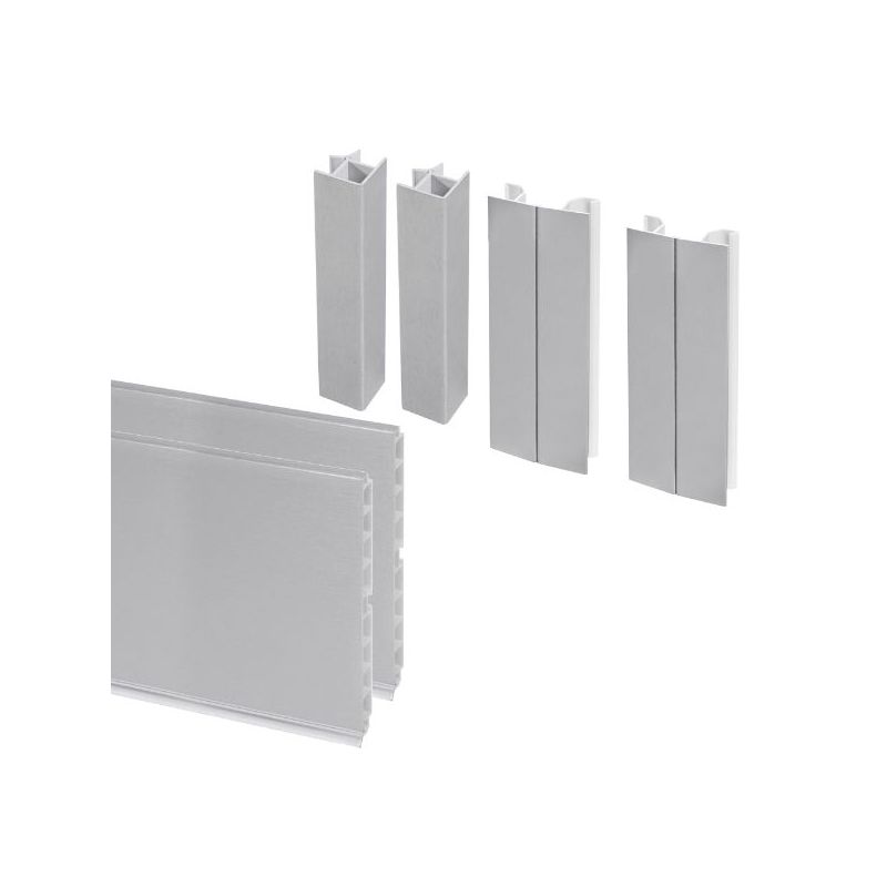 Lot de 2 plinthes de cuisine avec raccords, hauteur 150mm, longueur 2,35m, Anodisé satiné