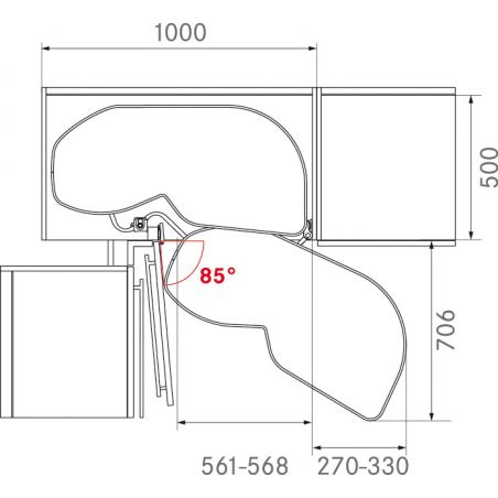 Ferrure Lemans II Arena Style Anthracite Sens Gauche avec amortisseur pour porte de 600 mm Ferrure Lemans II Arena Style Anthracite Sens Gauche avec amortisseur pour porte de 600 mm