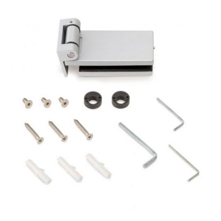 Charnière 40 mm pour porte en verre avec garniture, pour porte de 8-12mm, Anodisé mat Charnière 40 mm pour porte en verre avec garniture, pour porte de 8-12mm, Anodisé mat