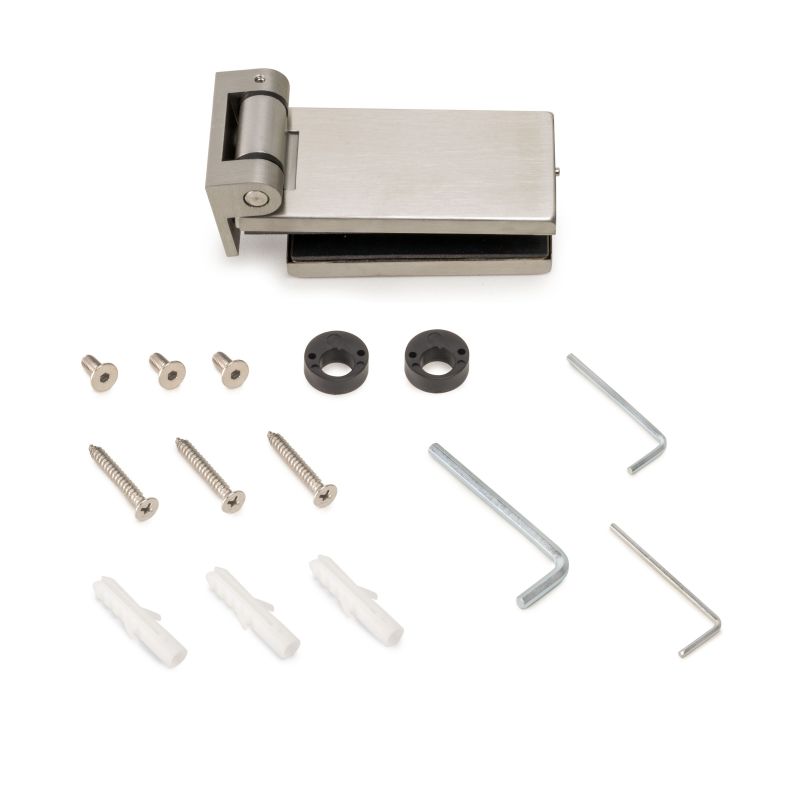 Charnière 34 mm pour porte en verre avec garniture en acier inoxydable, pour porte de 8-12mm, acier inoxydable