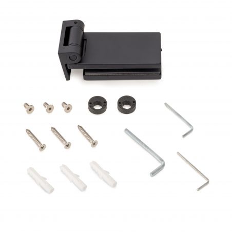 Charnière 40 mm pour porte en verre avec garniture, pour porte de 8-12mm, Noir Charnière 40 mm pour porte en verre avec garniture, pour porte de 8-12mm, Noir
