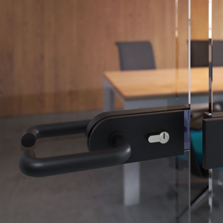 Poignées pour serrure de porte en verre, Modèle en U, Noir Poignées pour serrure de porte en verre, Modèle en U, Noir