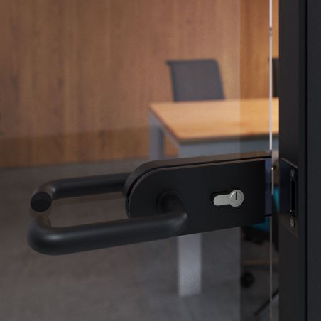 Poignées pour serrure de porte en verre, Modèle en U, Noir Poignées pour serrure de porte en verre, Modèle en U, Noir