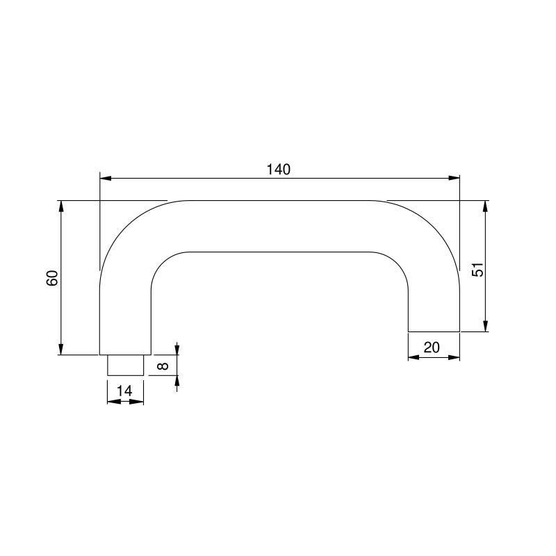 Poignées pour serrure de porte en verre, Modèle en U, Acier inoxydable